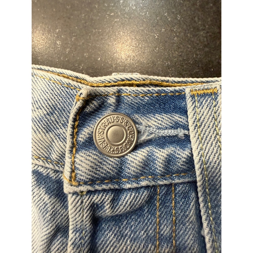 Levi's 501 Cut Off Shorts 28 Light Blue Distressed Button Fly Boho Festival - Picture 5 of 9